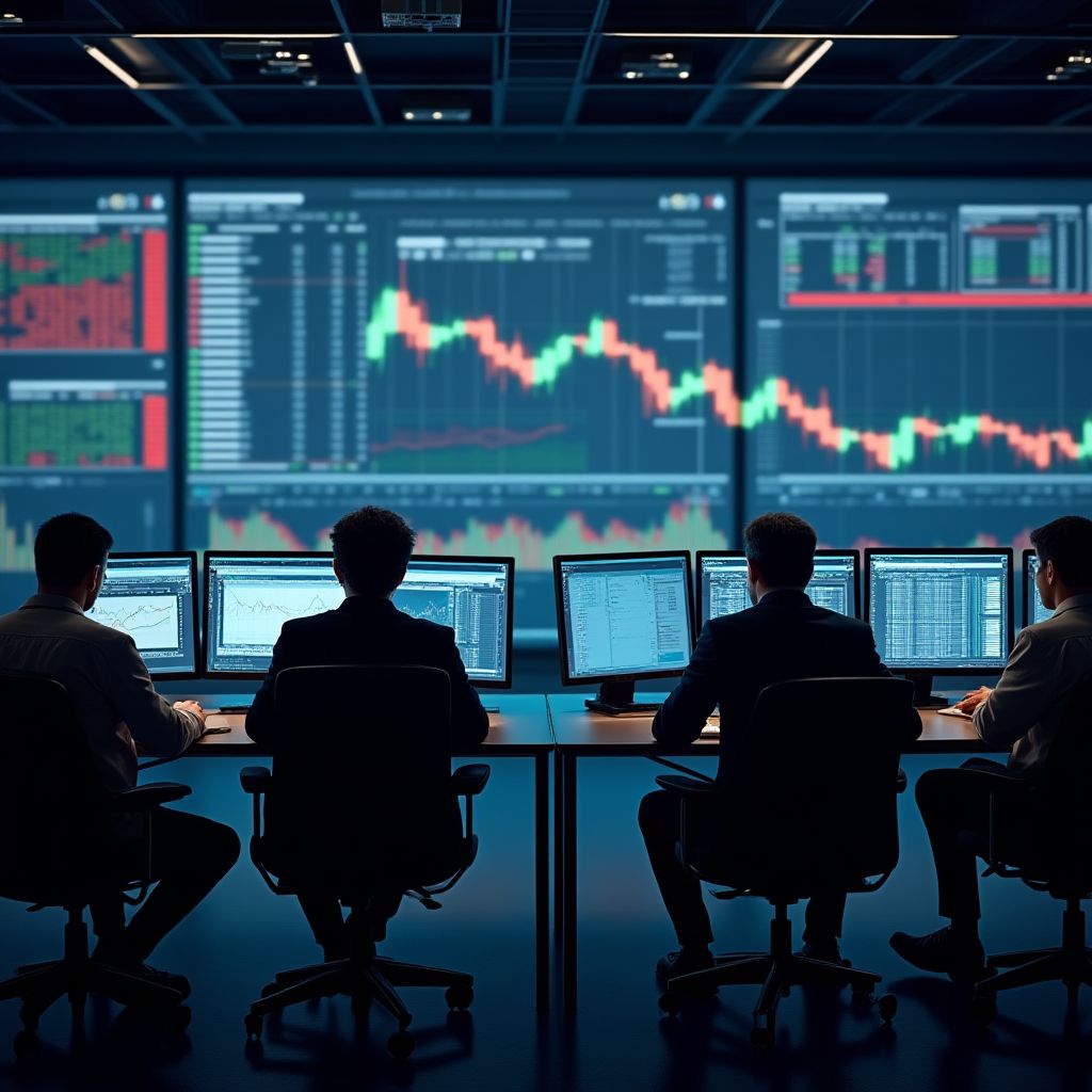 Sala de trading de InverArg con analistas trabajando
